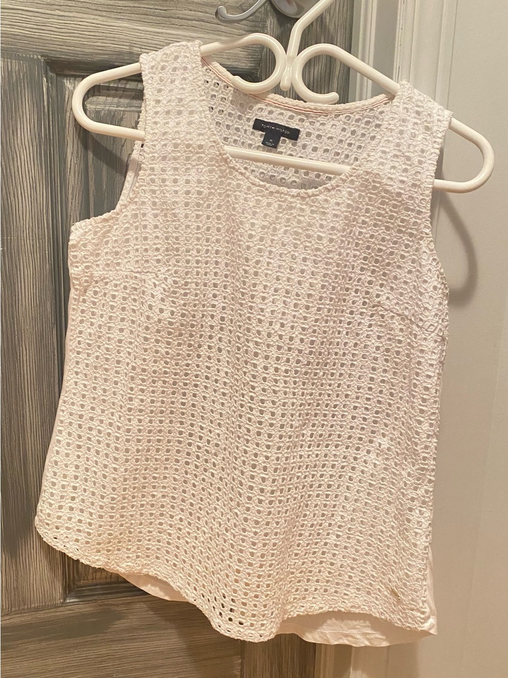 Tommy Hilfiger White Crochet Sleeveless Top
